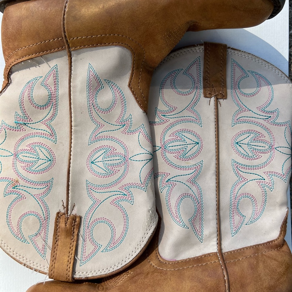 Roper Kids Boots in Brown and Cream